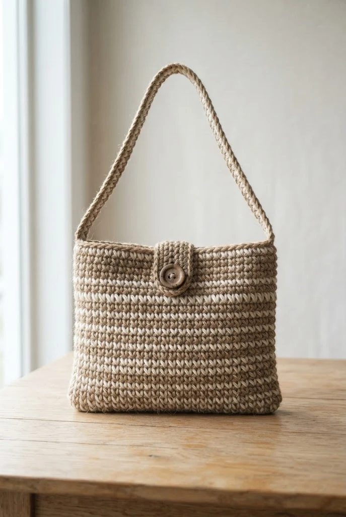 Chunky Jute and Cotton Tablet Purse — crochet ipad bag style outfit