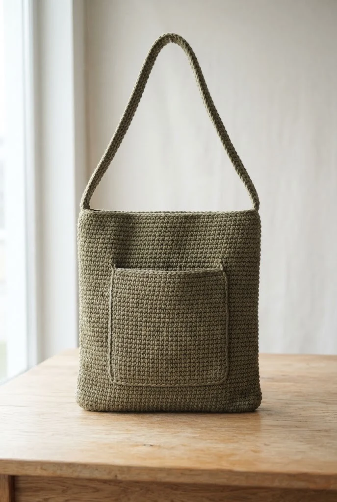 Monochromatic Olive Pocket Tablet Bag — crochet ipad bag style outfit