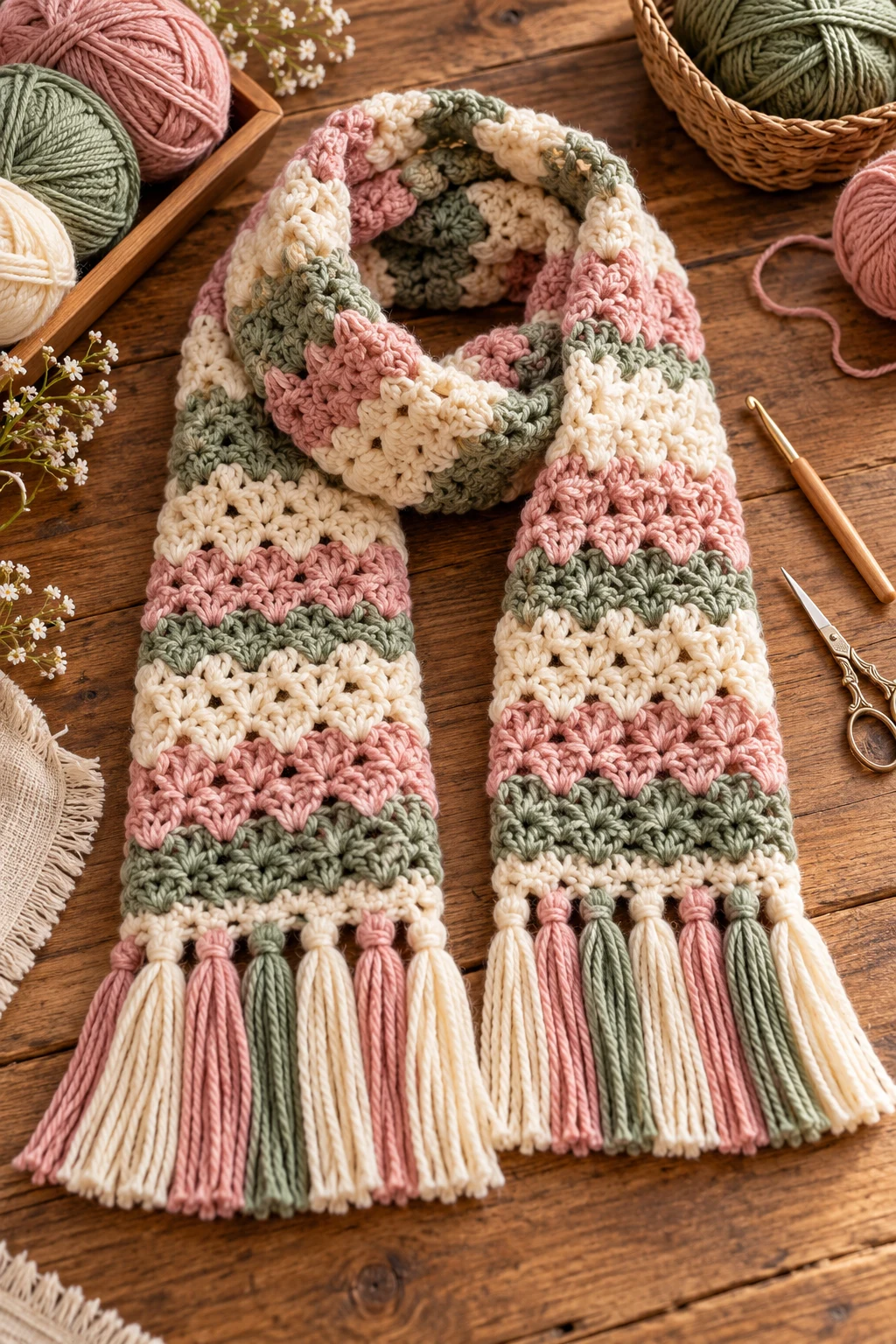 Crochet Scarf With Textured Stitches — crochet items style outfit