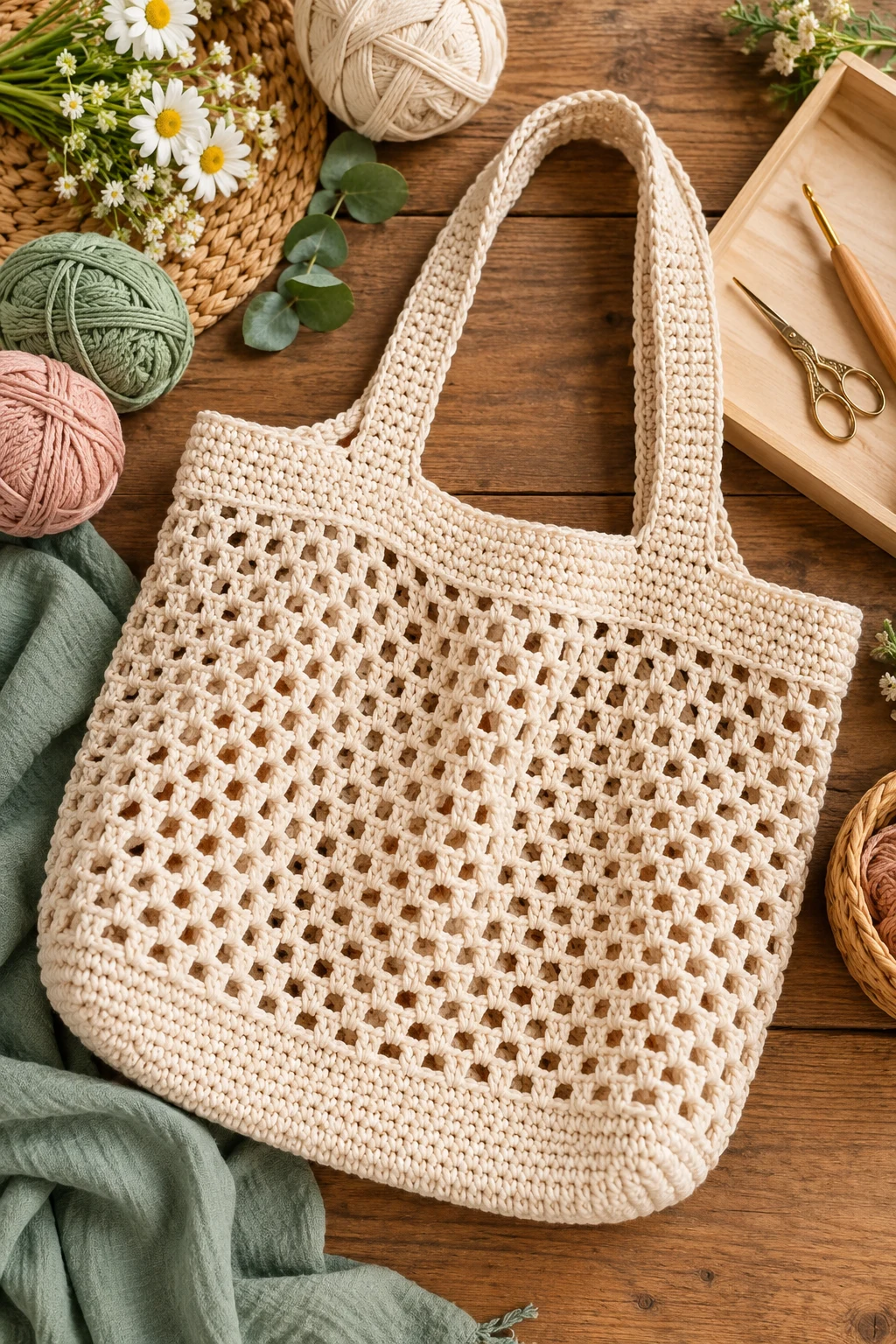Crochet Market Tote — crochet items style outfit