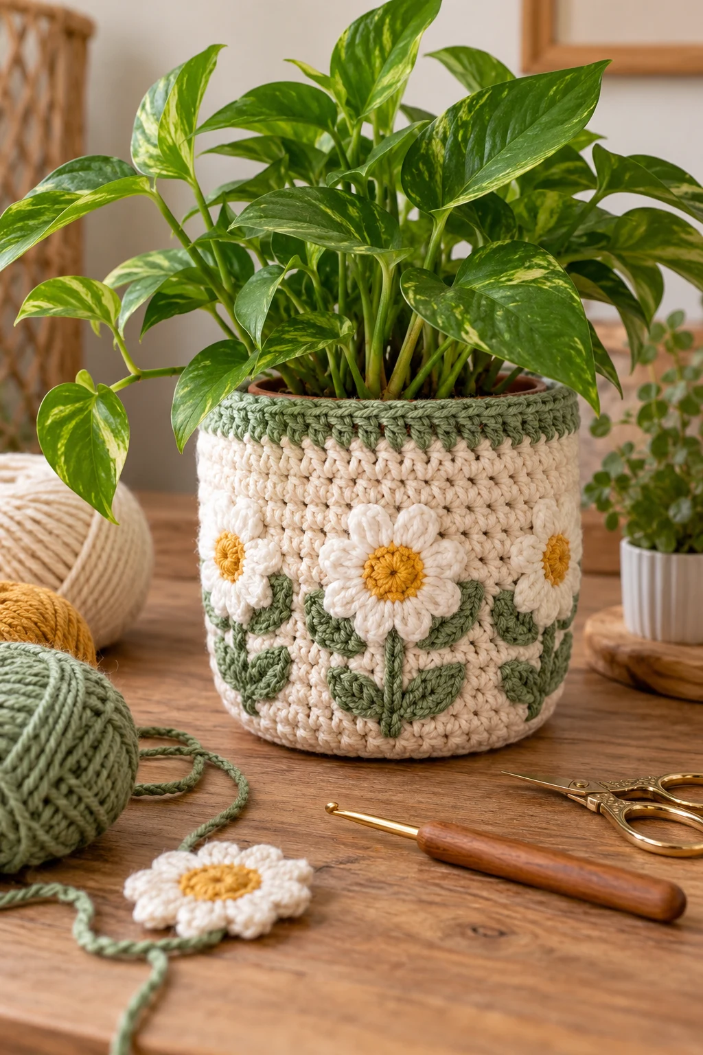 Crochet Plant Pot Cover — crochet items style outfit