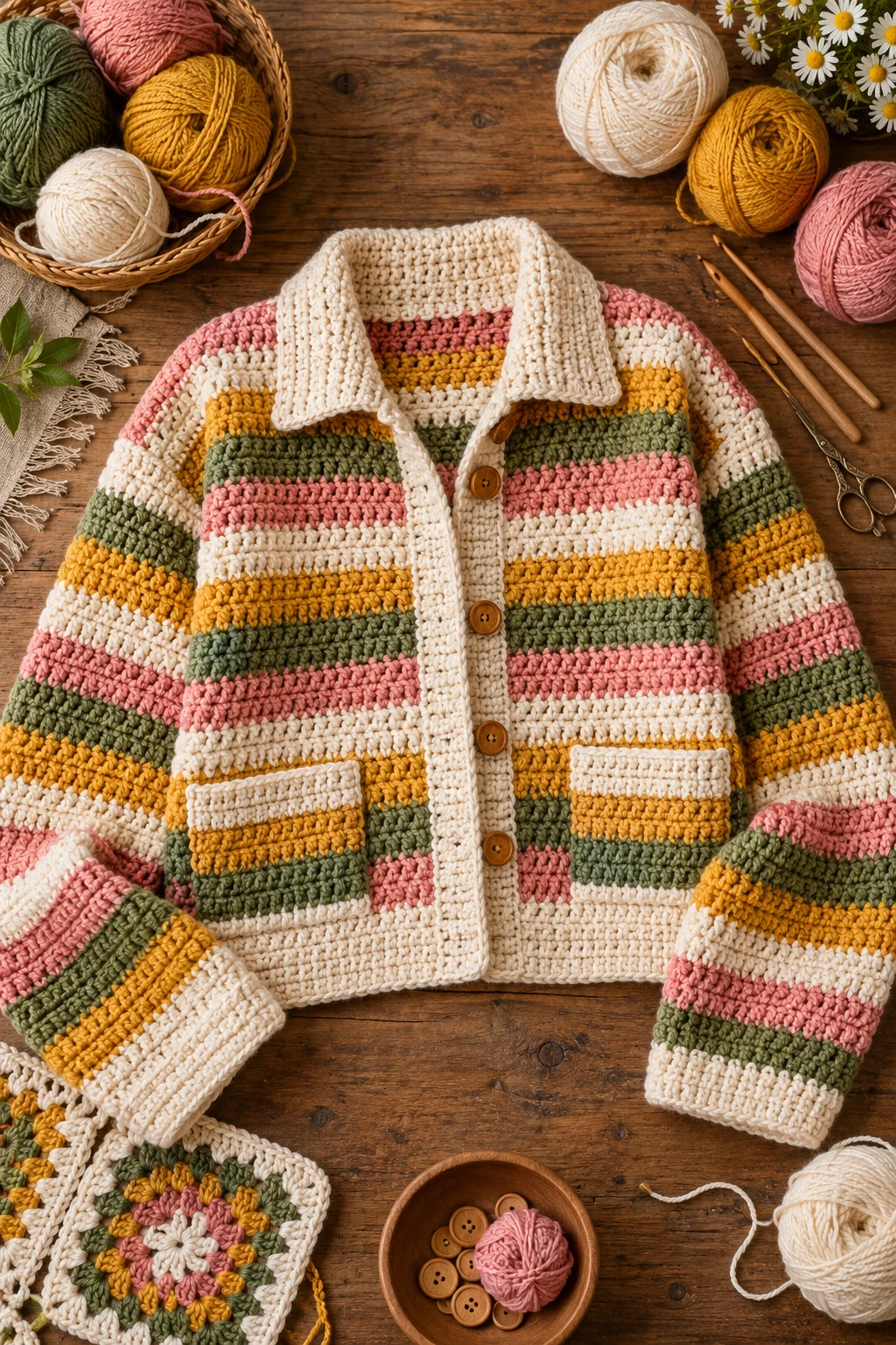 Striped Retro Jacket — Crochet Jacket style outfit