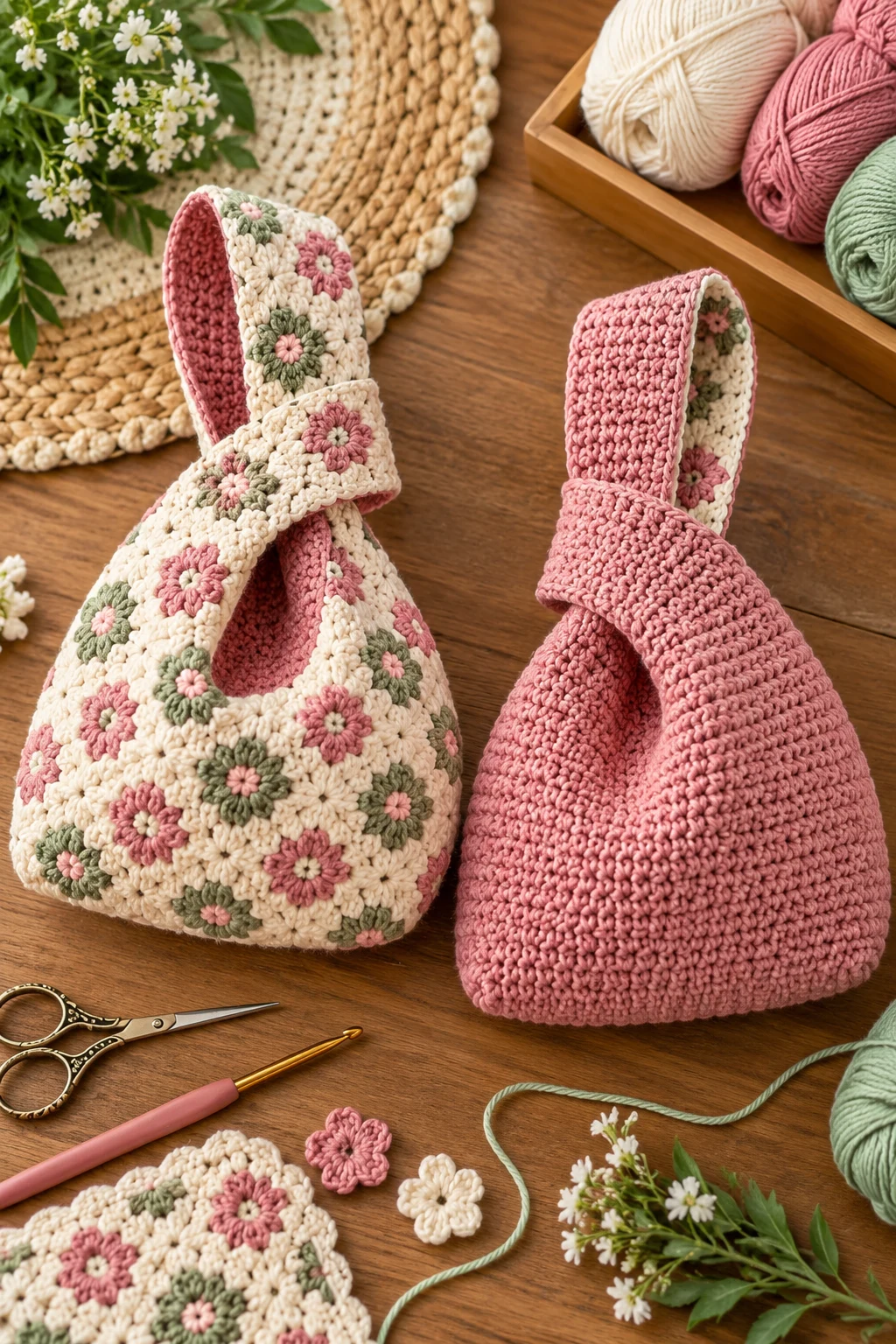 Reversible Japanese Knot Bag — crochet japanese knot bag pattern free style outfit