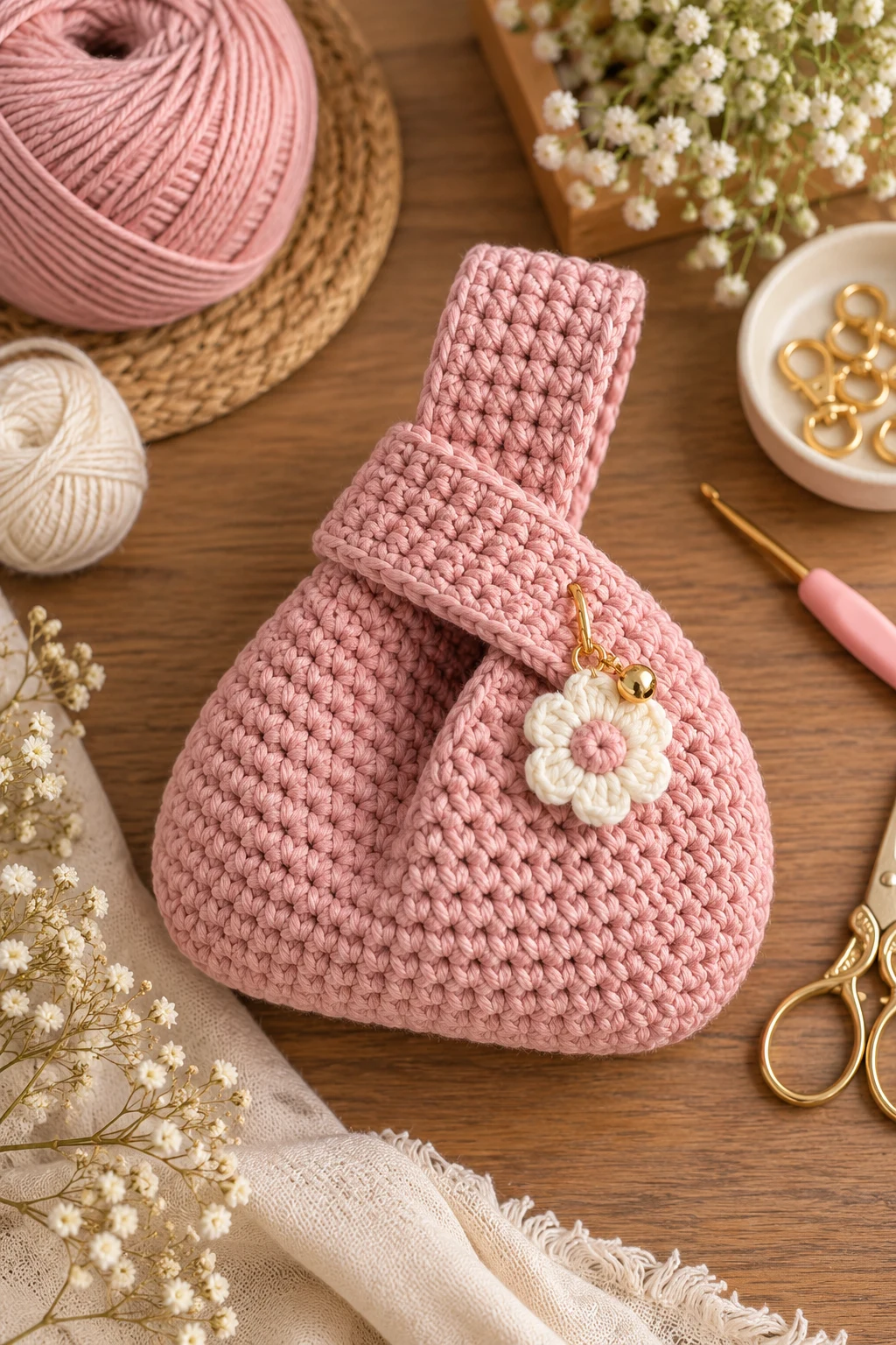 Mini Crochet Knot Bag for Gifts — crochet japanese knot bag pattern free style outfit