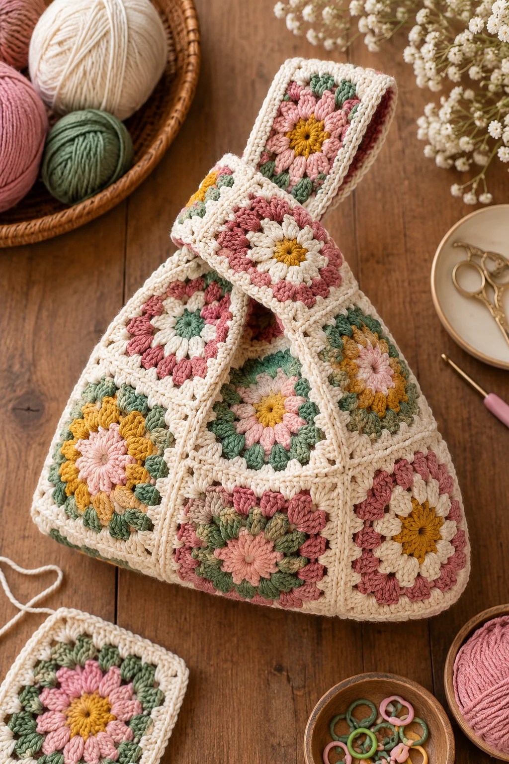 Granny Square Crochet Japanese Knot Bag — crochet japanese knot bag pattern free style outfit