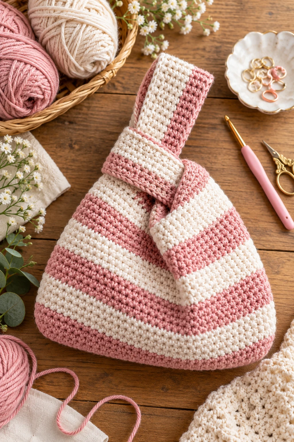 Striped Japanese Knot Bag Crochet Pattern Free — crochet japanese knot bag pattern free style outfit