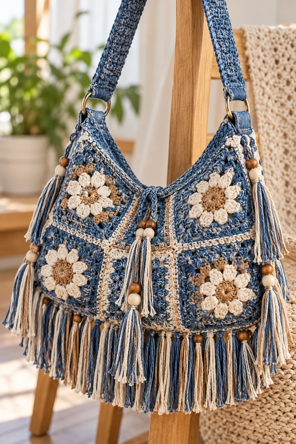 Boho Fringe Crochet Jeans Shoulder Bag — crochet jeans bag style outfit