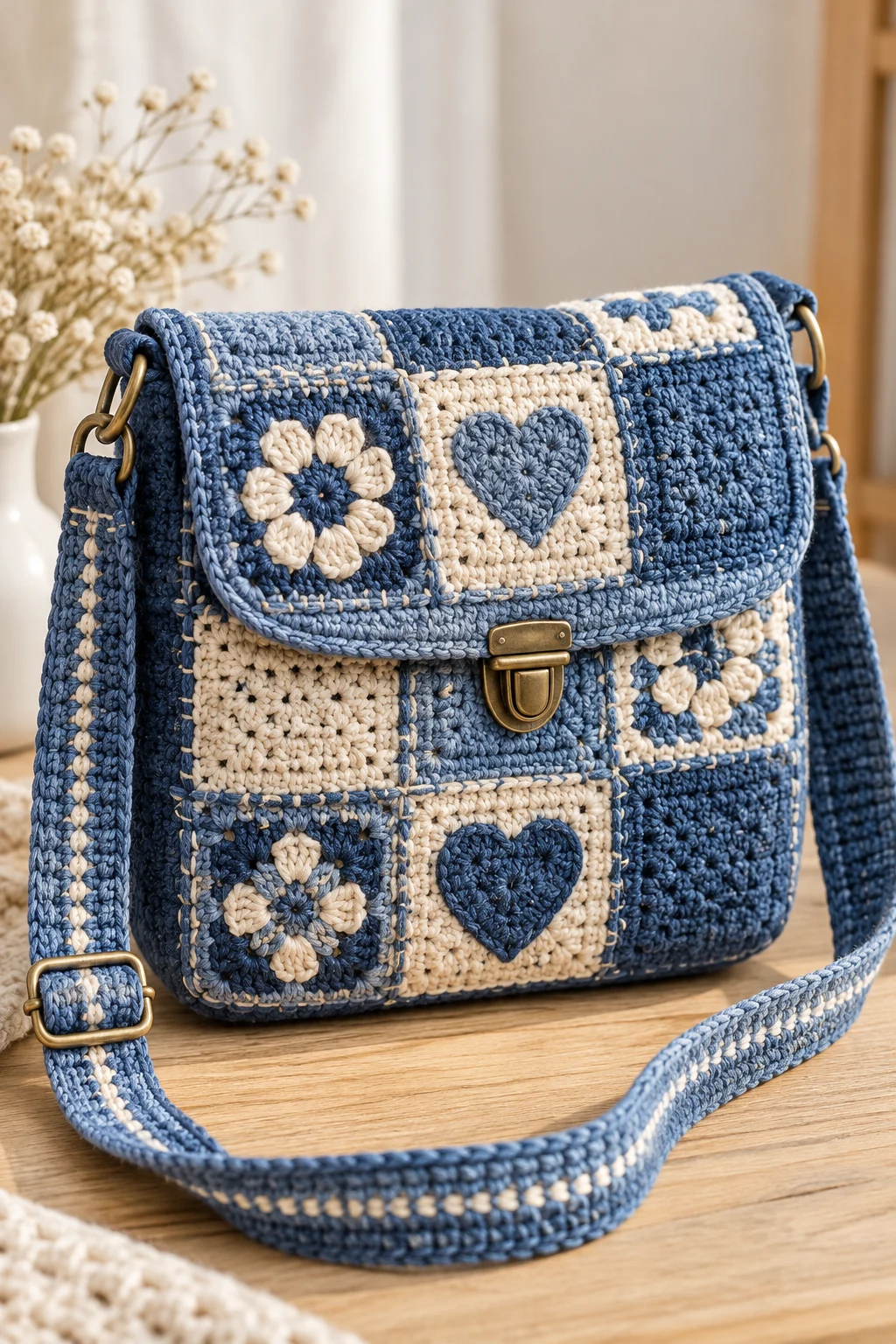 Patchwork Crochet Jeans Crossbody Bag — crochet jeans bag style outfit