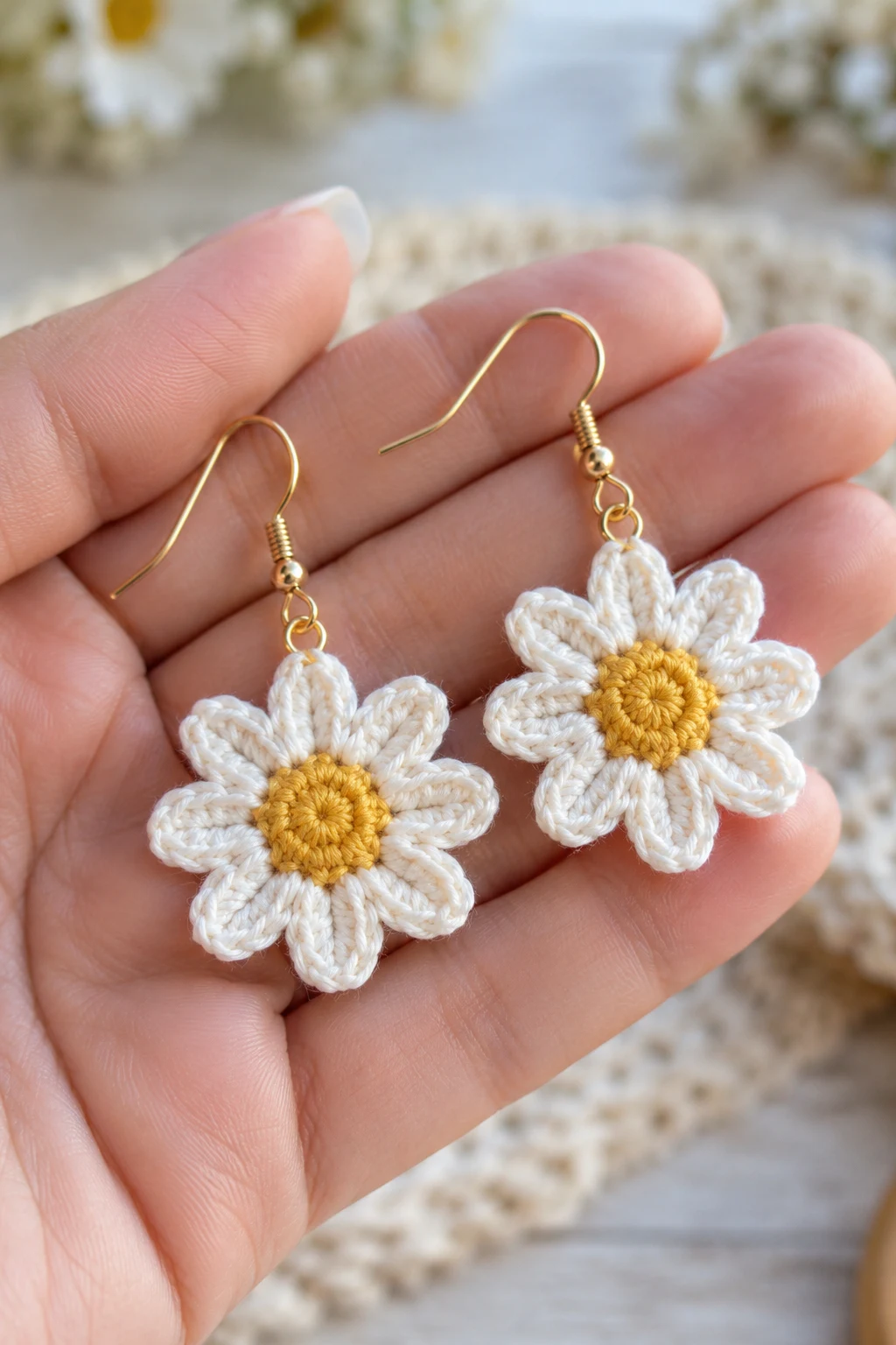 Delicate Daisy Crochet Earrings — crochet jewelry patterns style outfit