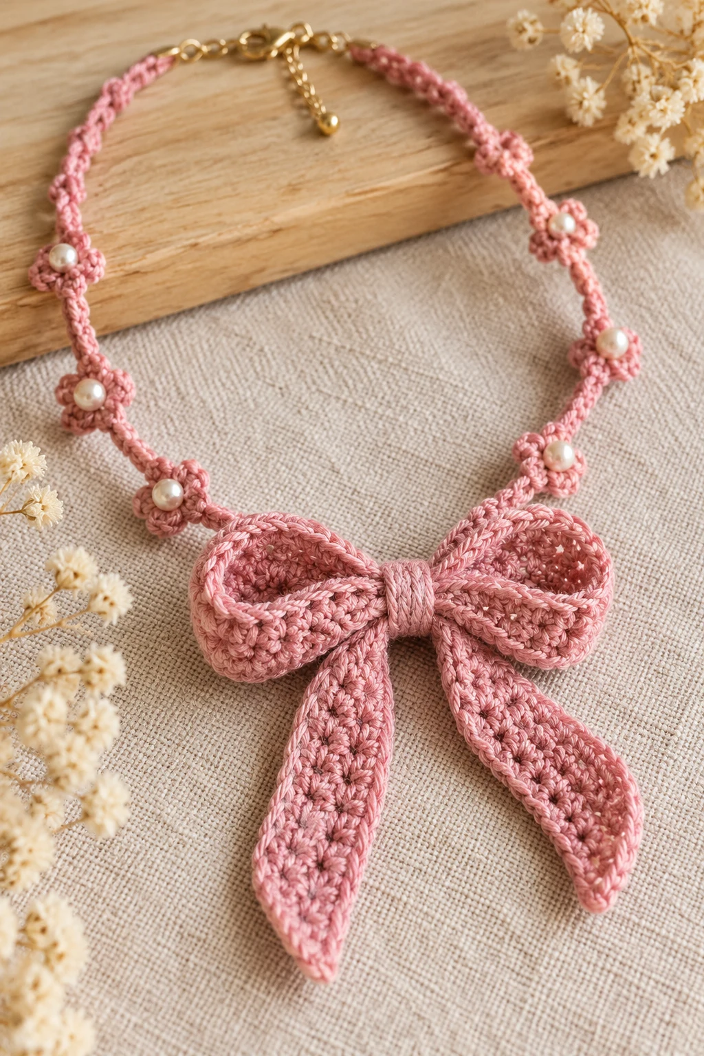 Chic Crochet Bow Necklace — crochet jewelry patterns style outfit