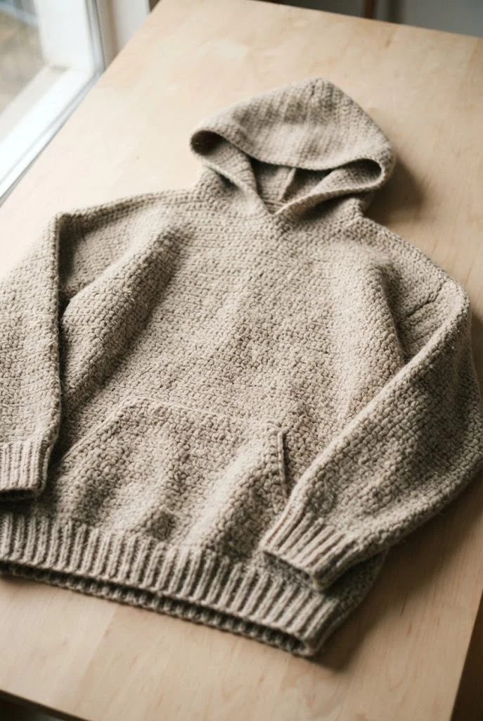 Hooded Leisure Jumper for Cold Days — crochet jumper style outfit
