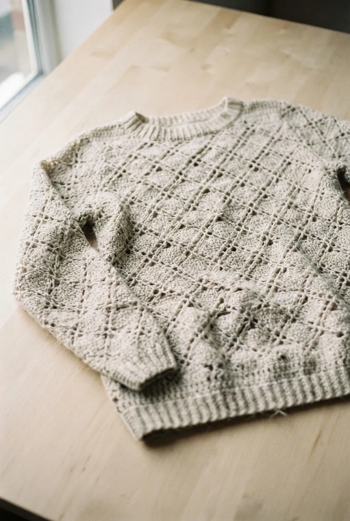 Lacy Diamond Stitch Spring Jumper — crochet jumper style outfit