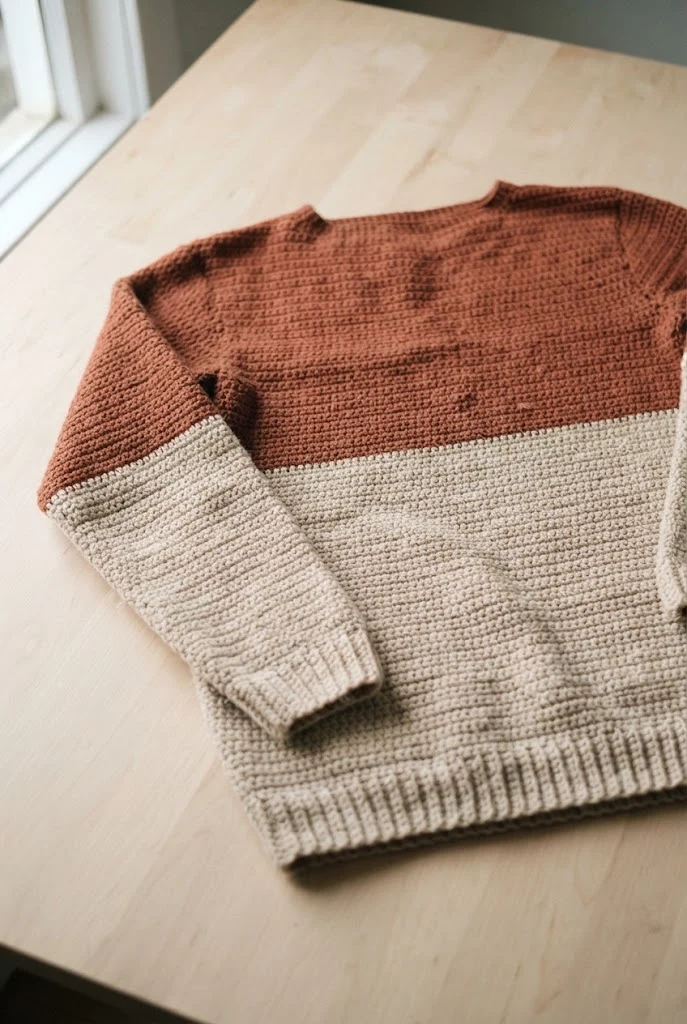 Two-Tone Color Block Statement Jumper — crochet jumper style outfit