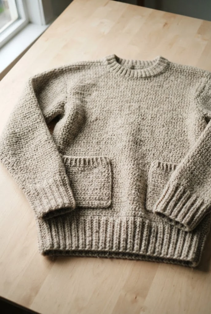 Cozy Pocket Jumper with Deep Ribbing — crochet jumper style outfit