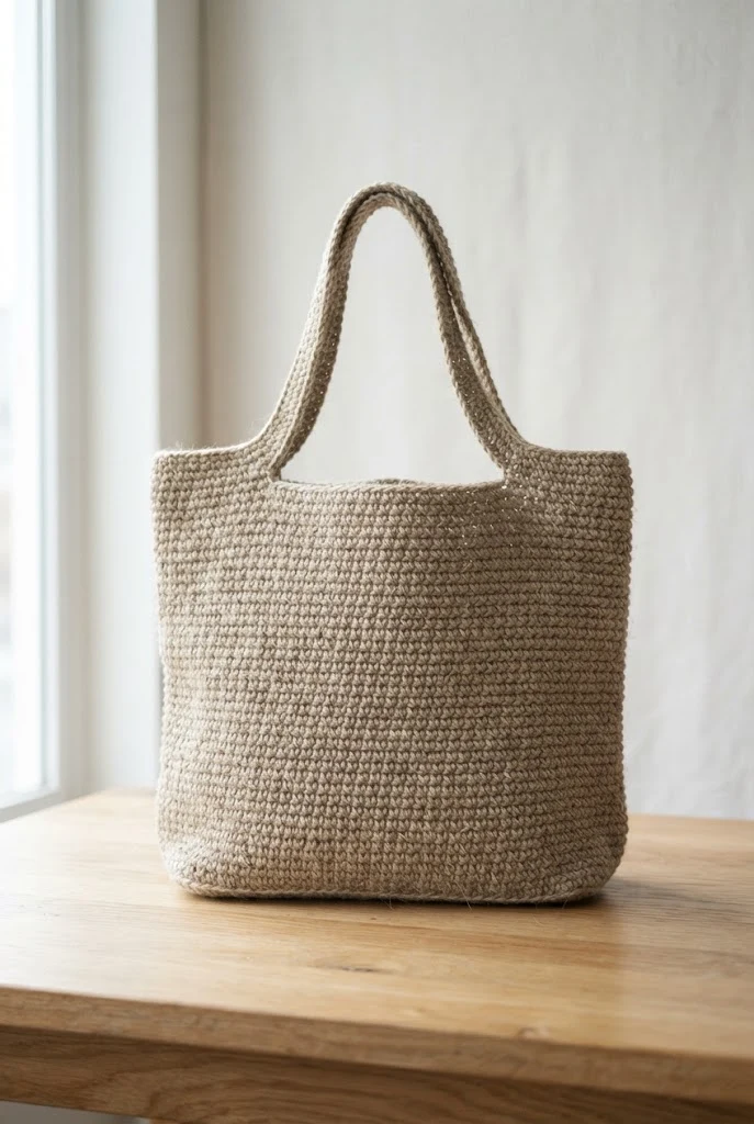 Rustic Linen Stitch Jute Tote — crochet jute bag style outfit