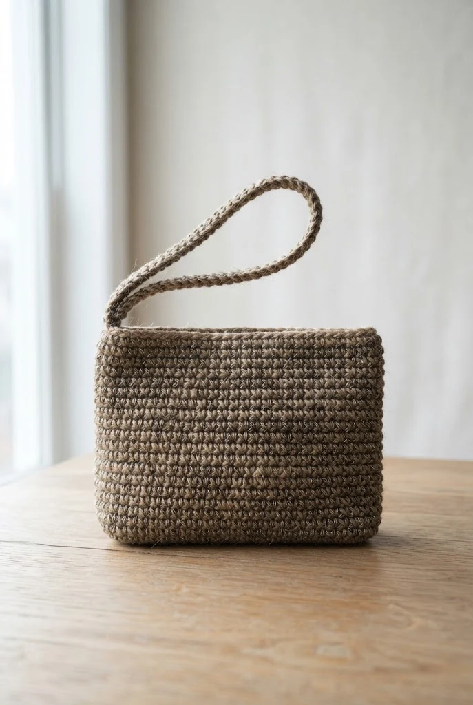 Metallic Thread Accent Jute Evening Purse — crochet jute bag style outfit