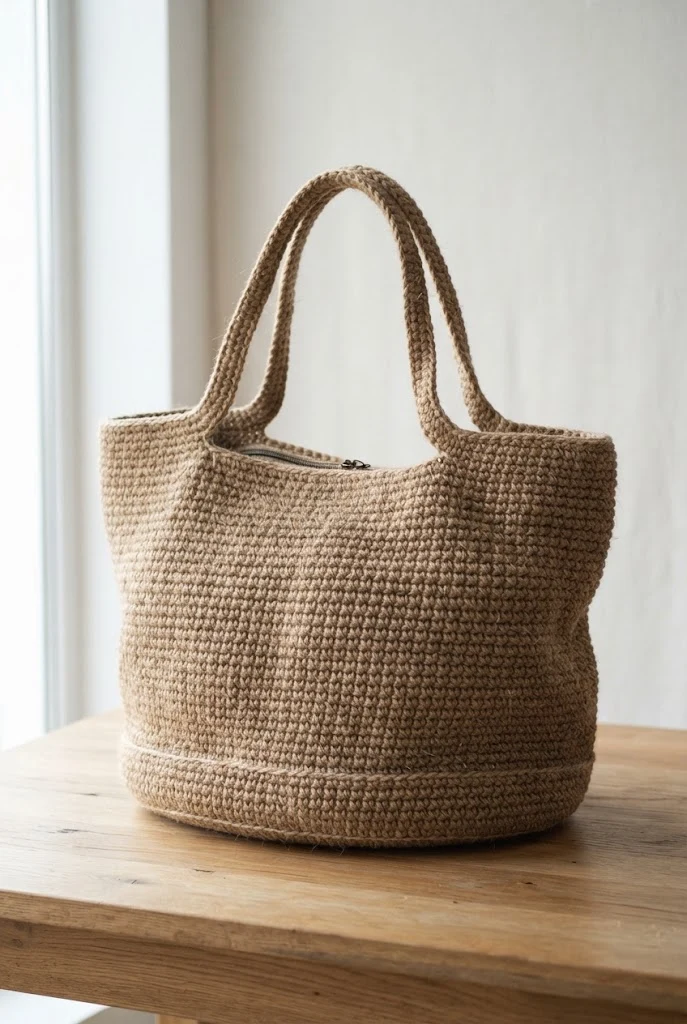 Oversized Duffle-Style Jute Tote — crochet jute bag style outfit