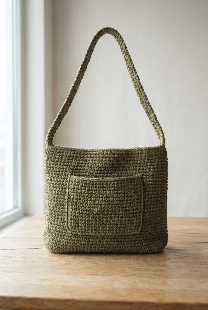 Chunky Jute and Cotton Everyday Purse — crochet jute bag style outfit