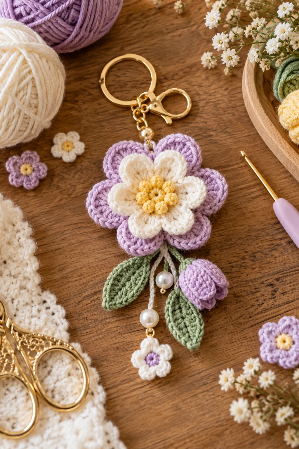 crochet keychain flower — Outfit 16 — crochet keychain flower style outfit