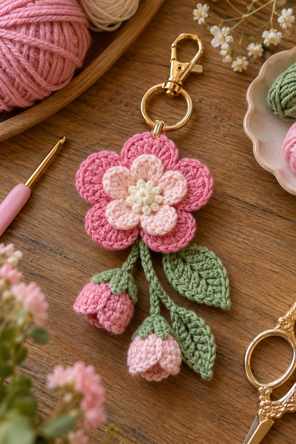 crochet keychain flower — Outfit 7 — crochet keychain flower style outfit