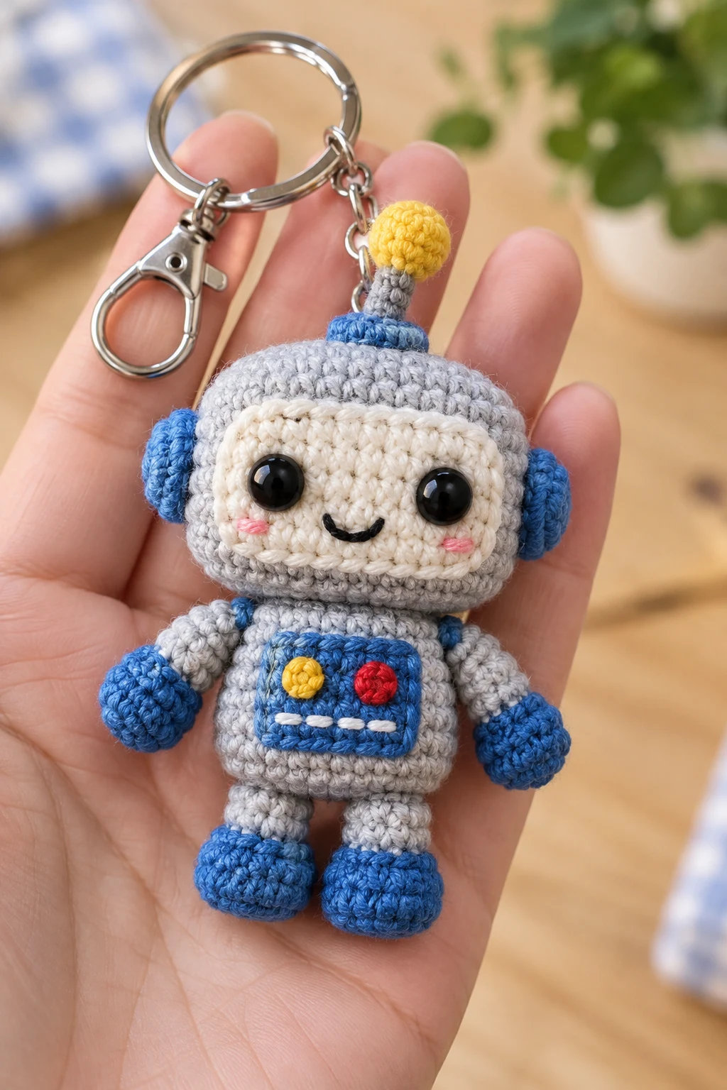 Cute Crochet Robot Keychain — crochet keychain ideas for boys style outfit