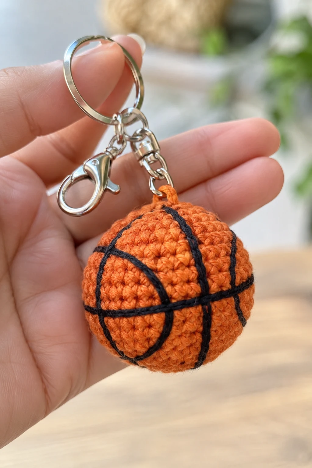 Mini Crochet Basketball Keychain — crochet keychain ideas for boys style outfit