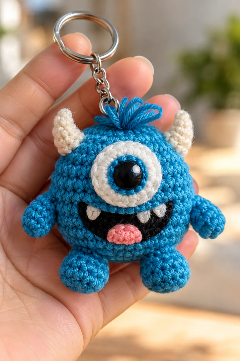 Crochet Mini Monster Keychain — crochet keychain ideas for boys style outfit
