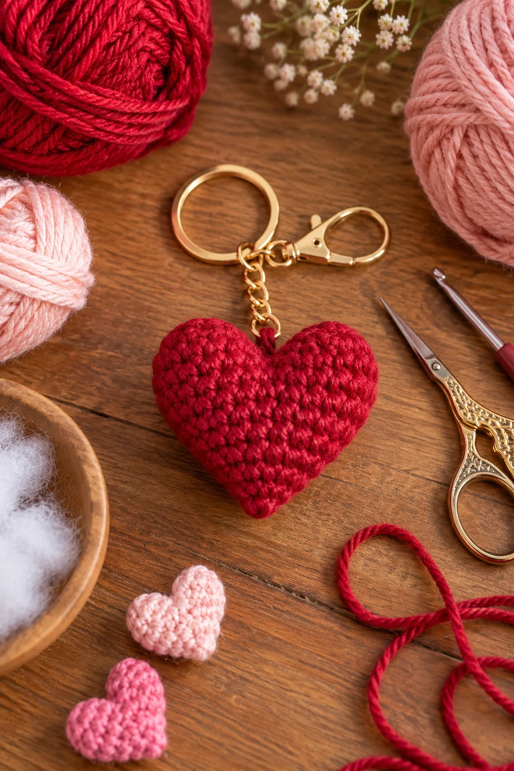 Tiny Crochet Heart Keychain — crochet keychain ideas style outfit