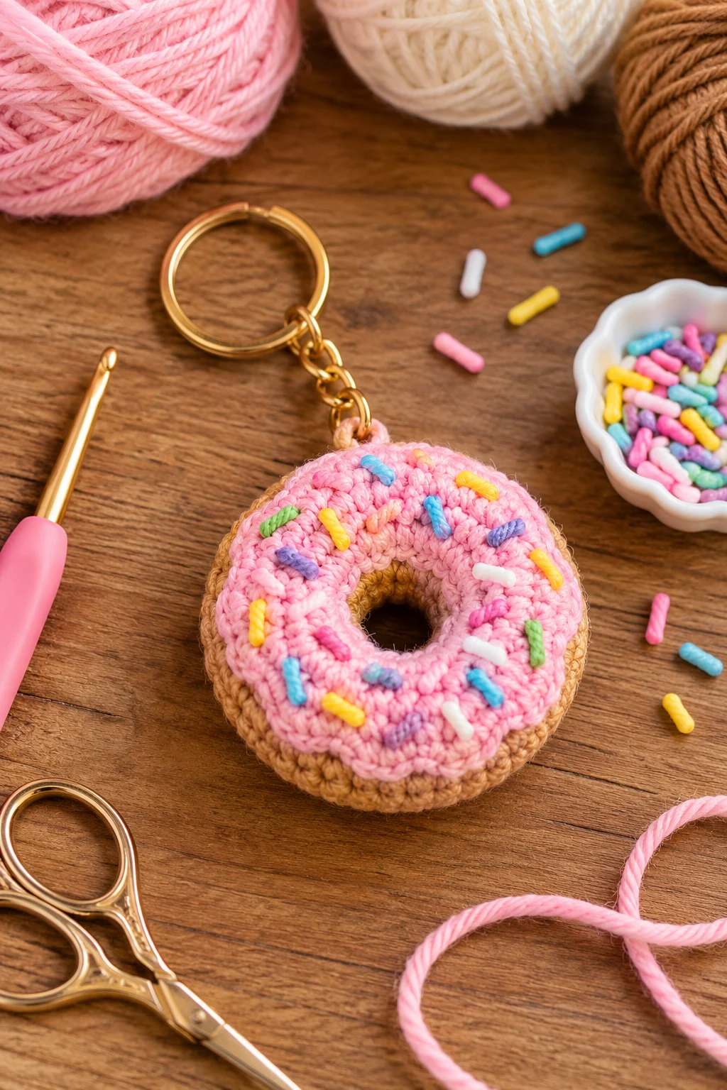 Crochet Mini Donut Keychain — crochet keychain ideas style outfit