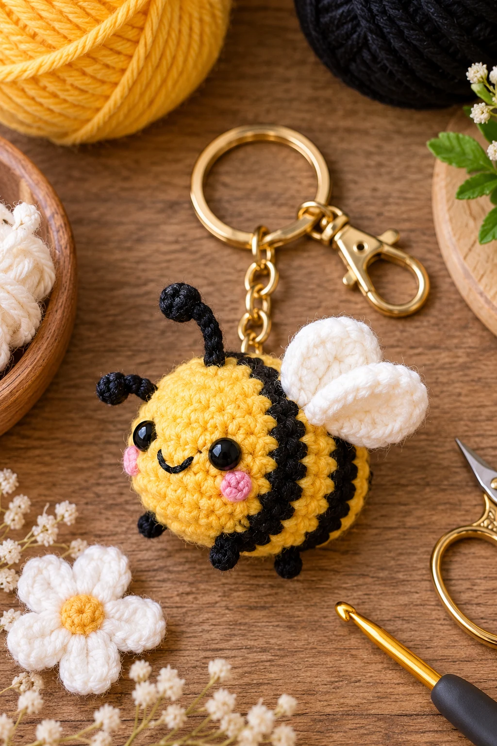 Crochet Bee Keychain — crochet keychain ideas style outfit