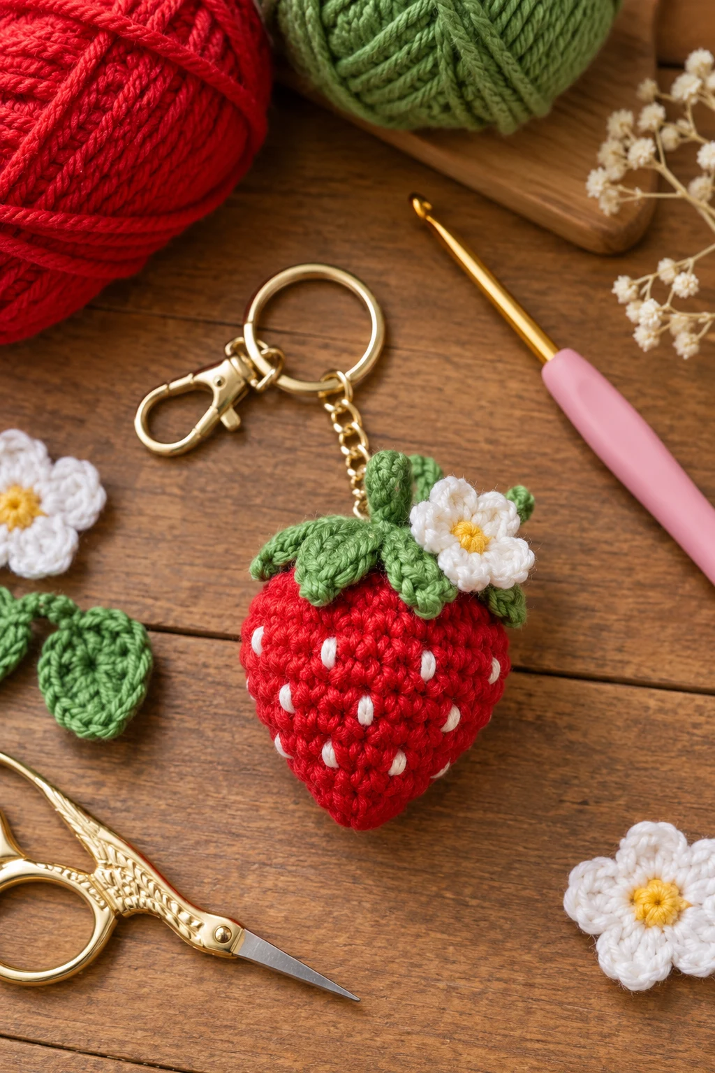 Mini Crochet Strawberry — crochet keychain ideas style outfit