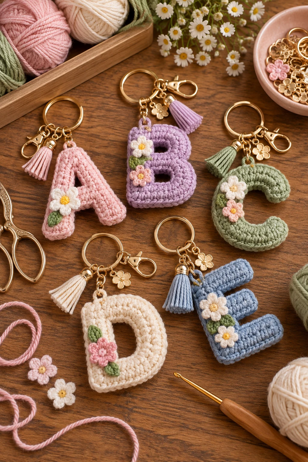 Crochet Initial Keychain — crochet keychain ideas style outfit