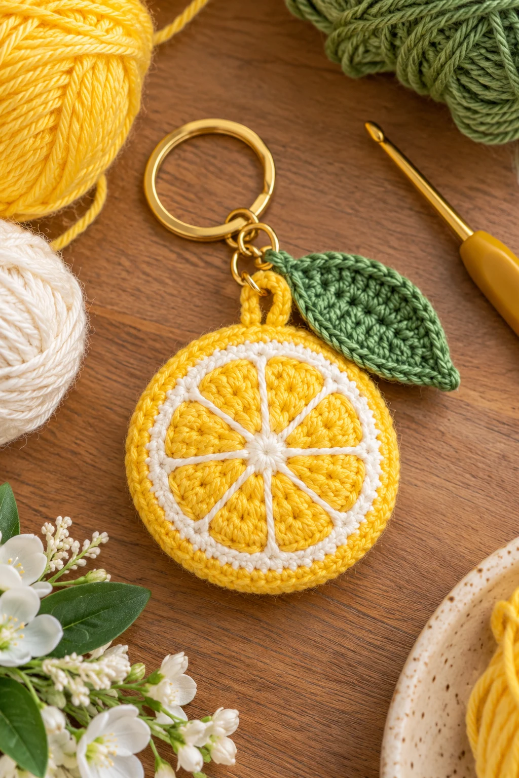 Crochet Lemon Slice Keychain — crochet keychain ideas style outfit