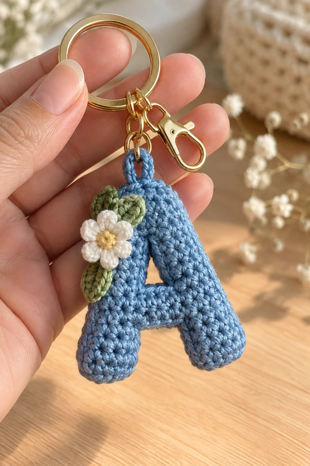 Minimalist Crochet Initial Keychain — crochet keychain inspo style outfit