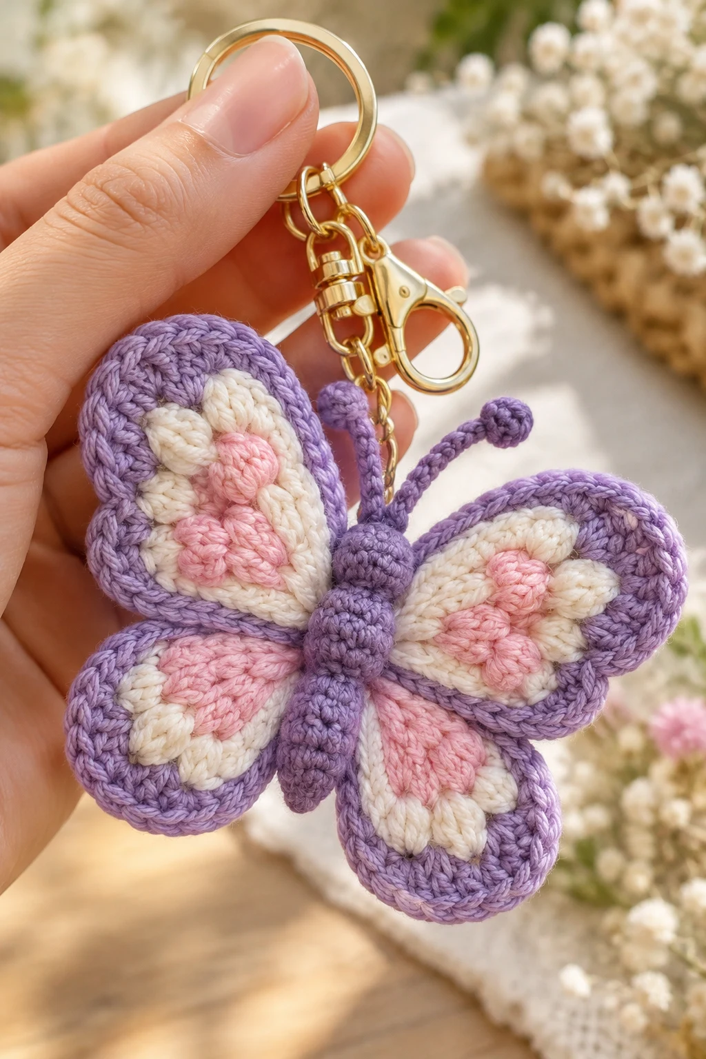 Whimsical Crochet Butterfly Keychain — crochet keychain inspo style outfit