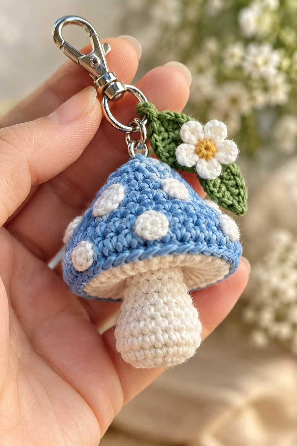 Miniature Crochet Mushroom Keychain — crochet keychain inspo style outfit