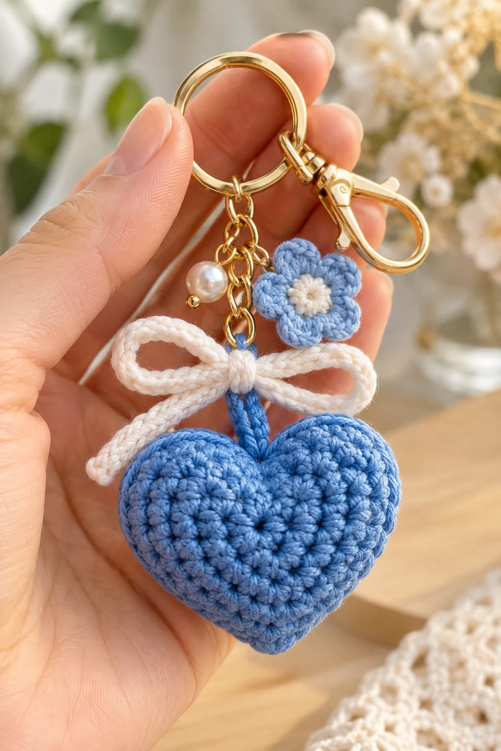 Charming Crochet Heart Keychain — crochet keychain inspo style outfit