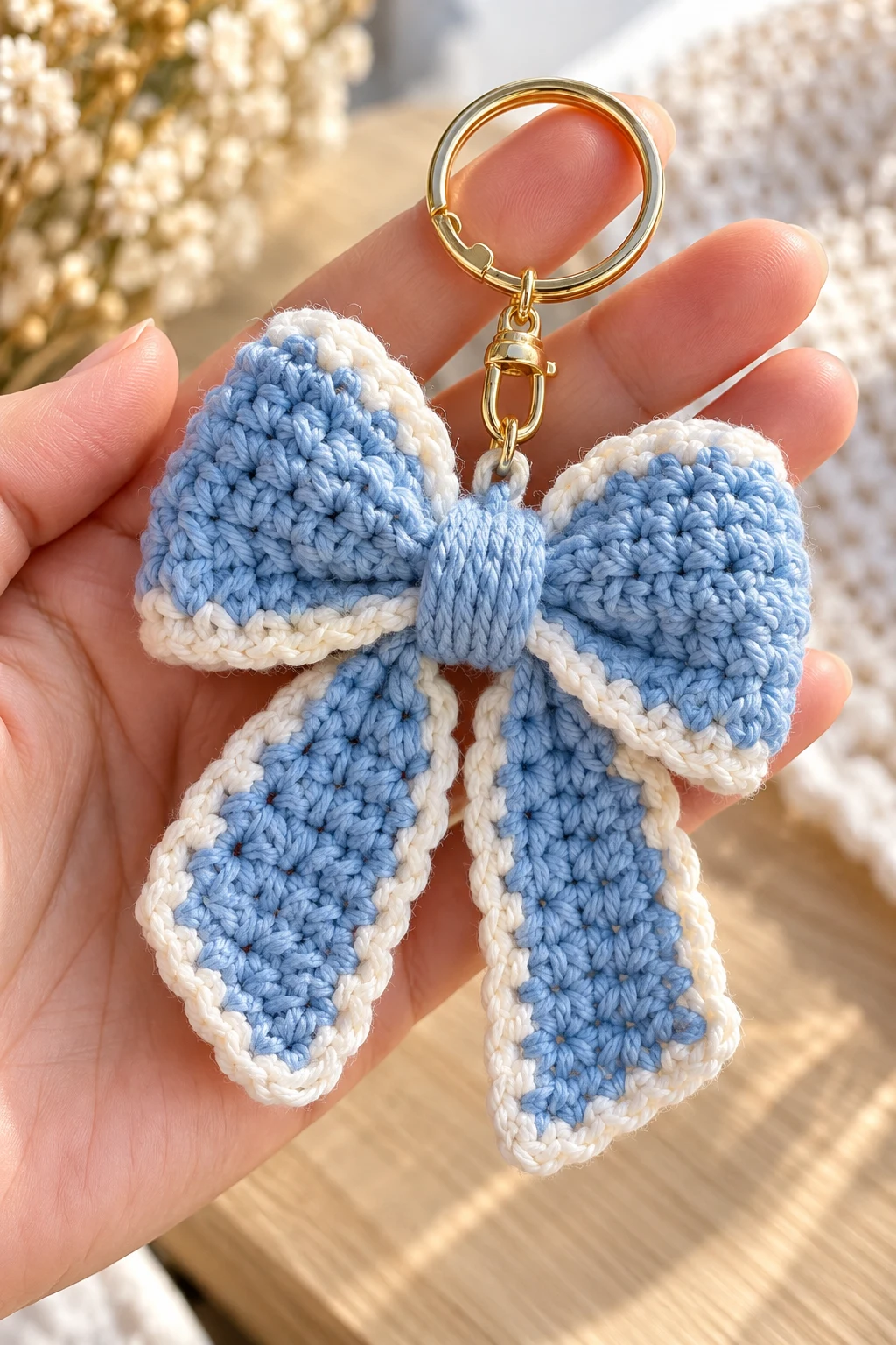 Trendy Crochet Bow Keychain — crochet keychain inspo style outfit