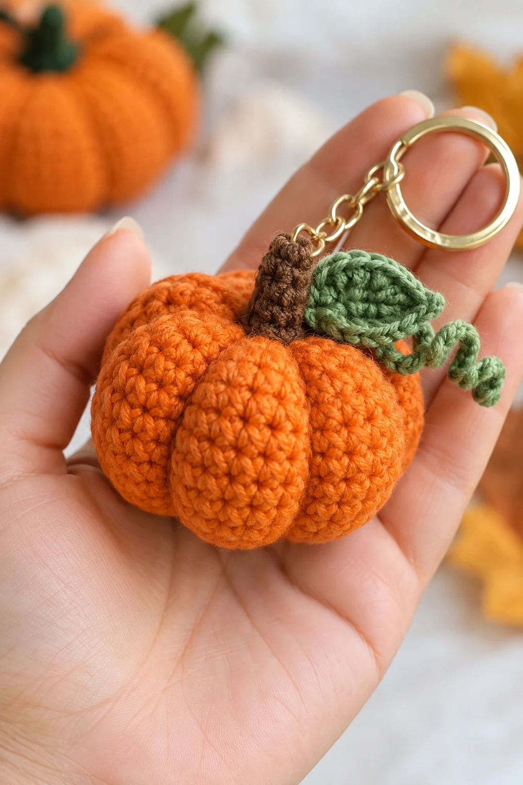 Mini Crochet Pumpkin — crochet keychain pattern style outfit