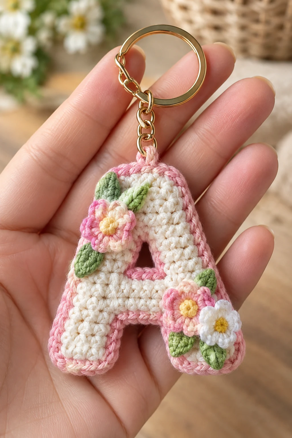 Personalized Initial Letter Keychain — crochet keychain pattern style outfit
