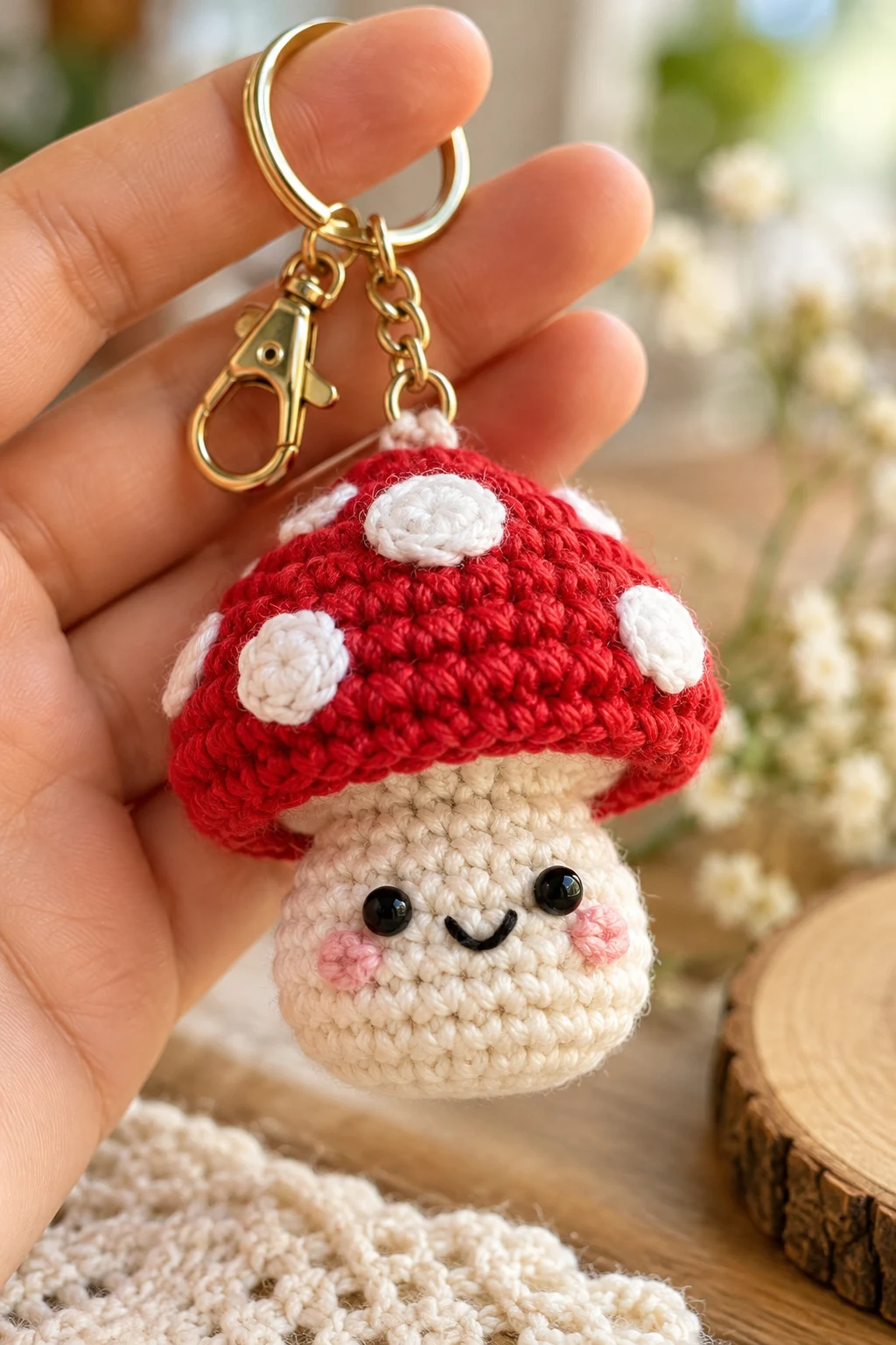 Mini Crochet Mushroom — crochet keychain pattern style outfit