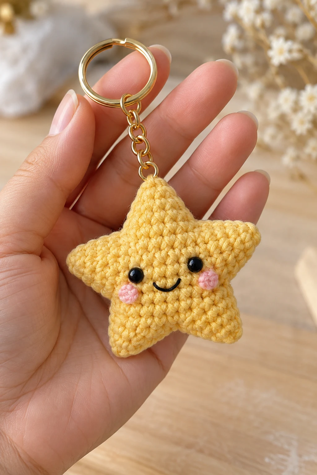 Mini Crochet Star — crochet keychain pattern style outfit