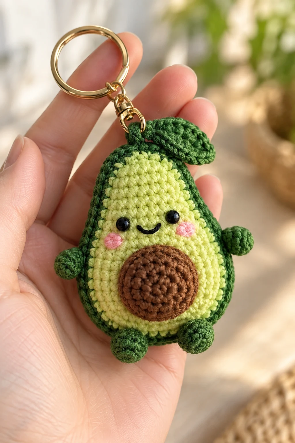 Mini Crochet Avocado — crochet keychain pattern style outfit