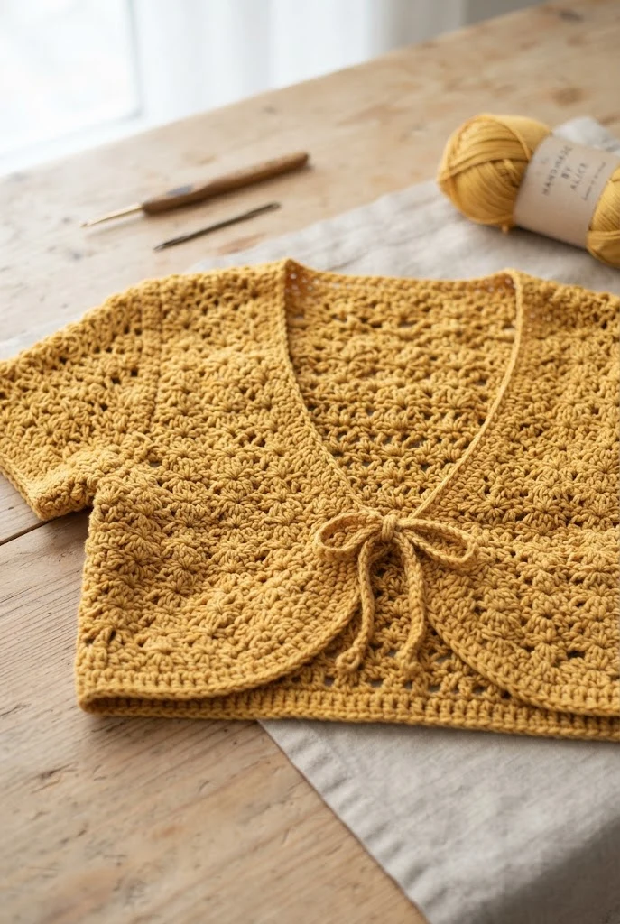 The Crocette Tie-Front Bolero — crochet loose sweater pattern free style outfit