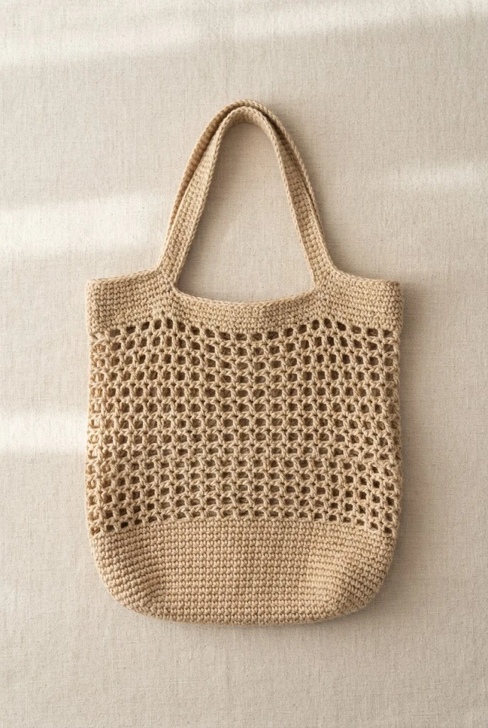 Coastal Beach Tote — crochet mesh bag pattern free
