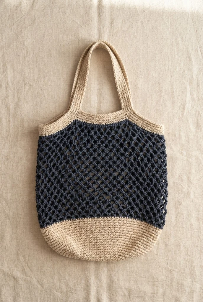 Two-Tone Modern Net Bag — crochet mesh bag pattern free