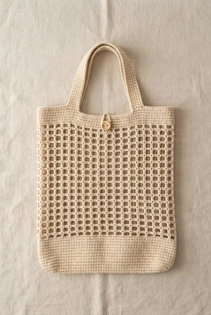 Filet Crochet Grid Bag — crochet mesh bag pattern free