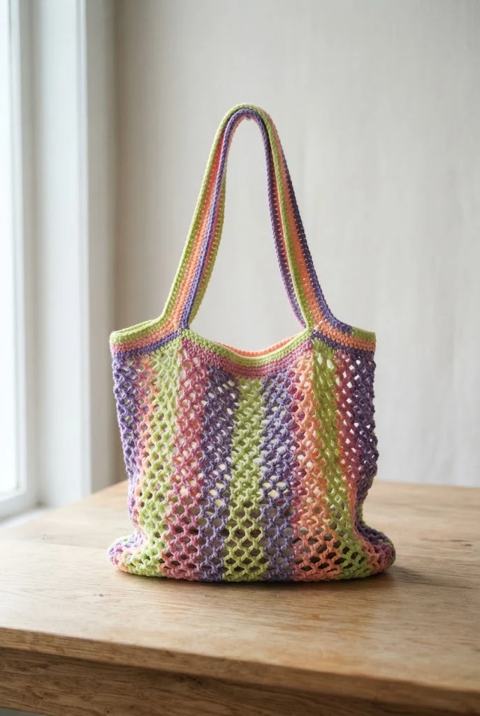 Neon Festival Catch-All — crochet mesh tote bag style outfit