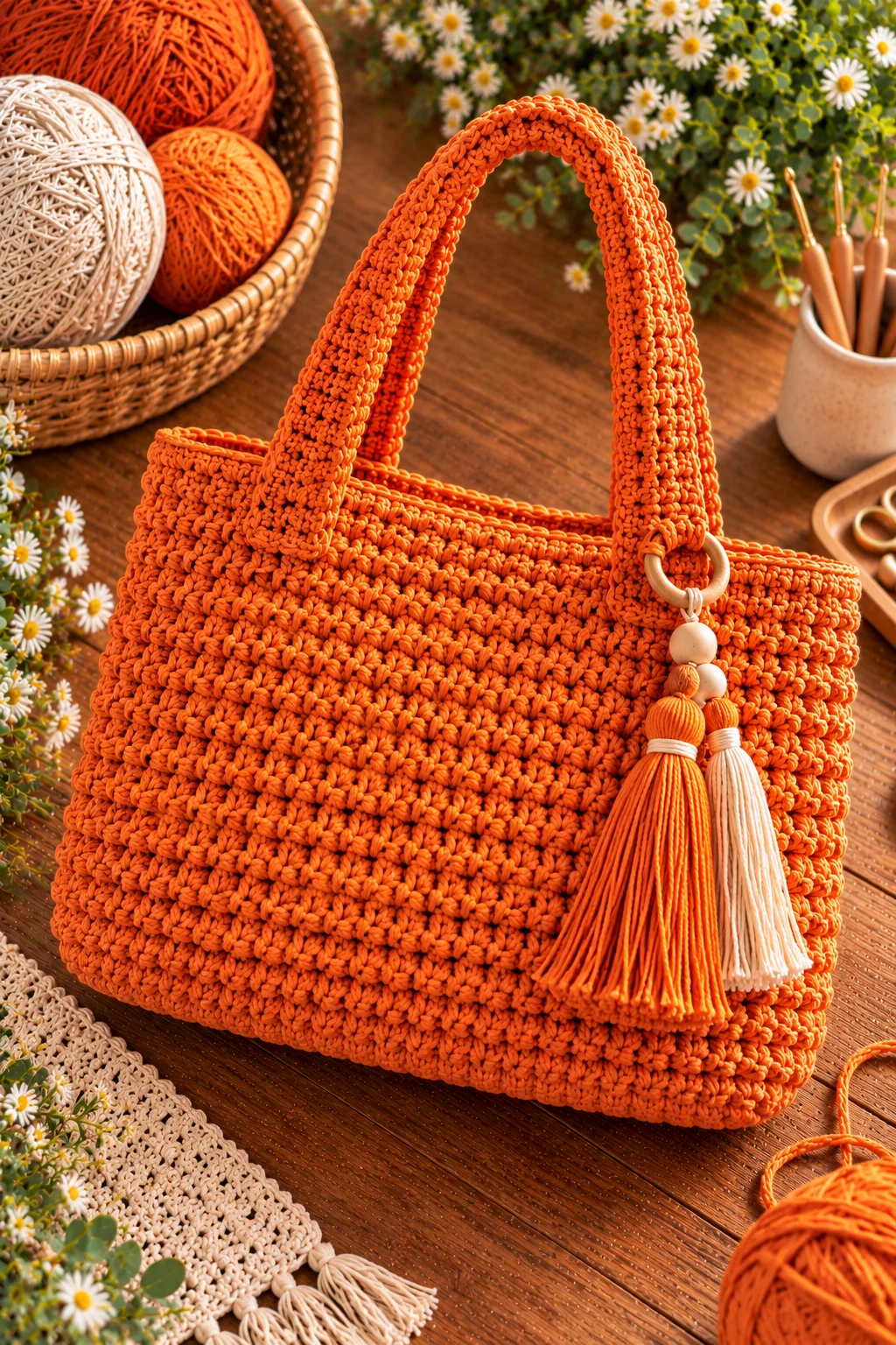 Tangerine Everyday Crochet Orange Bag — crochet orange bag style outfit