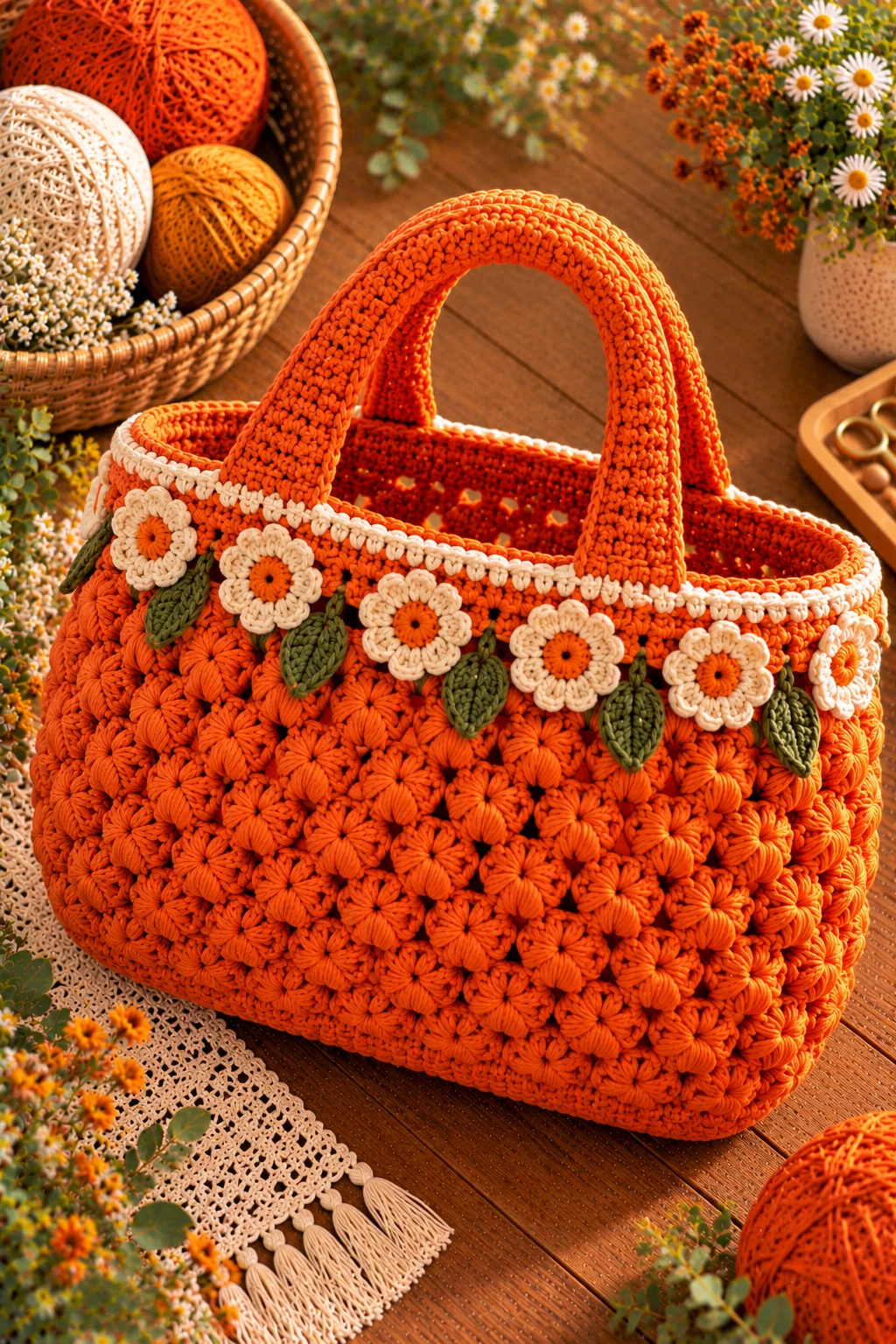 Nana's Orange Basket Bag — crochet orange bag style outfit